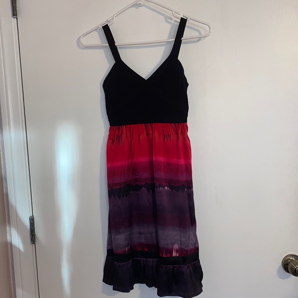BEBE DRESS, black, pink & violet, ombré style size XS, excellent condition